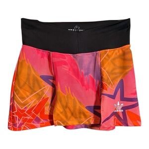 adidas Black Waistband Pink and Orange Star-Print Skort